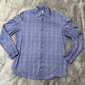 Johnnie O Mens Large Shirt Blue Featherweight‎ Long Sleeve Button Down
